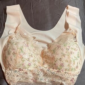 Floral Lace Bra - Cream